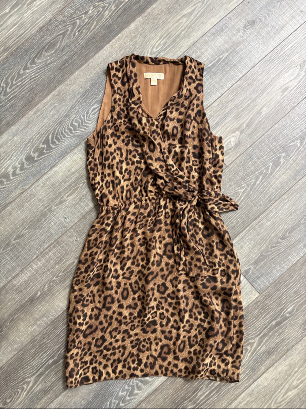 Michael Kors Leopard Print Tie-Waist Dress